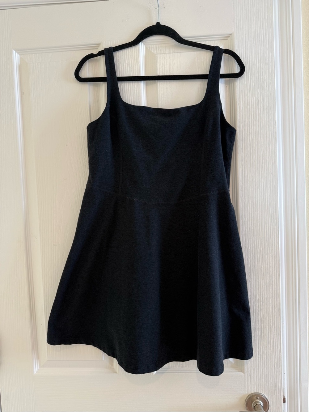 Beyond Yoga Black Space Dye Square Neck Athletic Dress